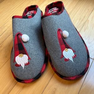 Dakota Gray and Red Men’s Slippers with Gnome Design